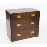 A BRASS BOUND MAHOGANY CAMPAIGN STYLE CHEST OF DRAWERS