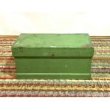 AN EARLY 20TH CENTURY GREEN PAINTED CARPENTERS TRUNK (QTY)