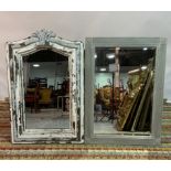 A MODERN GREY PAINTED RECTANGULAR WALL MIRROR (2)