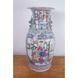 A CHINESE FAMILLE ROSE BALUSTER VASE, 42CM HIGH (A.F)