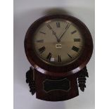 A 19TH CENTURY ROSEWOOD DROP DIAL WALL CLOCK