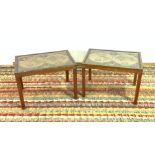 A PAIR OF MODERN HARDWOOD AND BRASS BOUND SIDE TABLES (2)