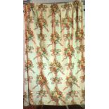 TWO PAIRS OF MODERN LINED FLORAL CURTAINS WITH MATCHING PELMETS