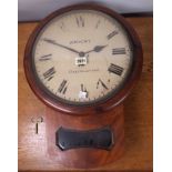 A 19TH CENTURY MAHOGANY DROP DIAL WALL CLOCK