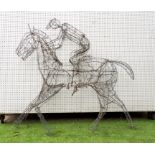 A WIRE TOPIARY FRAME MODELLED AS A HORSE AND JOCKEY (2)