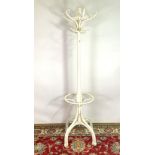 A WHITE PAINTED BENTWOOD COAT AND HAT STAND