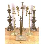 SIX EARLY 20TH CENTURY BRASS TABLE LAMPS (6)