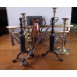 METALWARE INCLUDING A PAIR OF BRASS CANDLESTICKS (QTY)