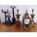 A VICTORIAN STYLE BOULLE WORK MANTEL CLOCK (6)