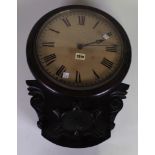 A 19TH CENTURY MAHOGANY DROP DIAL WALL CLOCK