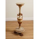 A PARCEL-GILT CREAM PAINTED GRECIAN REVIVAL TORCHERE OR STAND