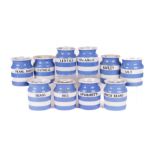 T.G. GREEN: TEN MEDIUM CORNISHWARE HOUSEHOLD JARS INCLUDING HARICOT BEANS AND MACARONI (10)