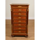 GROHE A PARIS; A 19TH CENTURY FRENCH ORMOLU MOUNTED PARQUETRY INLAID KINGWOOD SECRETAIRE CHEST