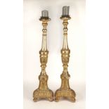 A PAIR OF ITALIAN GILTWOOD PRICKET CANDLESTICKS (2)