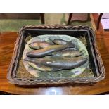 R L RALFE 1881, A PAINTED PLASTER RELIEF OF TROUT