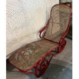 THONET, AN EARLY 20TH CENTURY RED PAINTED BENTWOOD RECLINING CHAIR