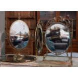 THREE BRASS FRAMED MIRRORS INCLUDING A DRESSING TABLE MIRROR (3)