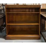 A MODERN YEW WOOD OPEN BOOKCASE