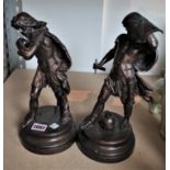 TWO MODERN FAUX BRONZE FIGURES (2)