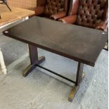 A MID 20TH CENTURY STAND BEECH AND BRASS BOUND SIDE TABLE