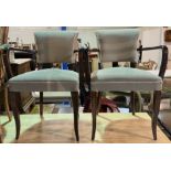 A PAIR OF MODERN STAINED BEECH OPEN ARMCHAIRS (2)