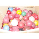A BOX OF APPROXIMATELY ONE HUNDRED RESIN SNOOKER BALLS