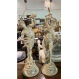 A PAIR OF MODERN WHITE PAINTED FIGURAL TABLE LAMPS (4)