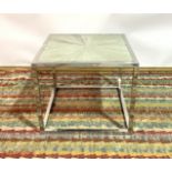A MODERN CHROME SQUARE OCCASIONAL TABLE