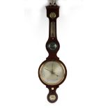 A REGENCY MAHOGANY LINE INLAID BANJO BAROMETER