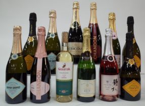 11 BOTTLES MOLDOVAN, RUSSIAN AND JAPANESE SPARKLING AND 1 WHITE WINE