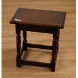 A 17TH CENTURY STYLE OAK JOINT STOOL (2)