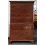 A GEORGE III MAHOGANY CHEST-ON-CHEST WITH BRUSHING SLIDE