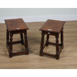 A PAIR OF 17TH CENTURY STYLE OAK JOINT STOOLS (2)