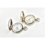 TWO SILVER CASED KEYLESS WIND POCKET WATCHES (2)
