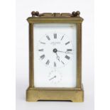 A FRENCH BRASS STRIKING CARRIAGE CLOCK