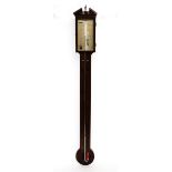 JOSEPH SOMALVICO, LONDON: A GEORGE III MAHOGANY STICK BAROMETER