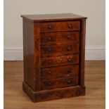 A 19TH CENTURY BURR WALNUT TABLE TOP SIX DRAWER WELLINGTON CHEST