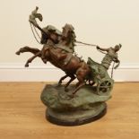 AN ITALIAN EQUESTRIAN BRONZE GROUP OF A CHARIOTEER