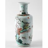 A SMALL CHINESE FAMILLE-VERTE ROULEAU VASE