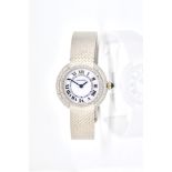 A CARTIER VENDOME 18CT WHITE GOLD AND DIAMOND SET LADY'S WRISTWATCH