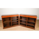 A PAIR OF 20TH CENTURY INALID MAHOGANY FLOOR STANDING OPEN BOOKCASES (2)
