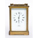 A FRENCH BRASS CASED CARRIAGE CLOCK