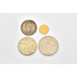 A GEORGE V HALF SOVEREIGN AND THREE FURTHER COINS (4)