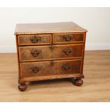 A LATE 17TH CENTURY LINE INLAID OYSTER VENEERED LABURNUM CHEST WITH TWO SHORT AND TWO LONG...