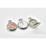 TWO KEYLESS WIND STEEL GAMES WATCHES AND A COMPASS (3)