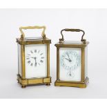 TWO FRENCH BRASS CASED CARRIAGE CLOCK (2)