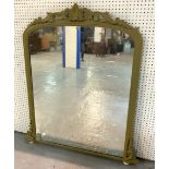 A VICTORIAN BROWN PAINTED OVERMANTEL MIRROR