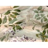CURTAINS, A PAIR OF LINED AND INTERLINED FLORAL CURTAINS (2)