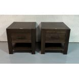 A PAIR OF MODERN HARDWOOD SQUARE BEDSIDE TABLES (2)