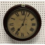 AN EARLY 20TH CENTURY MAHOGANY DROP DIAL WALL CLOCK